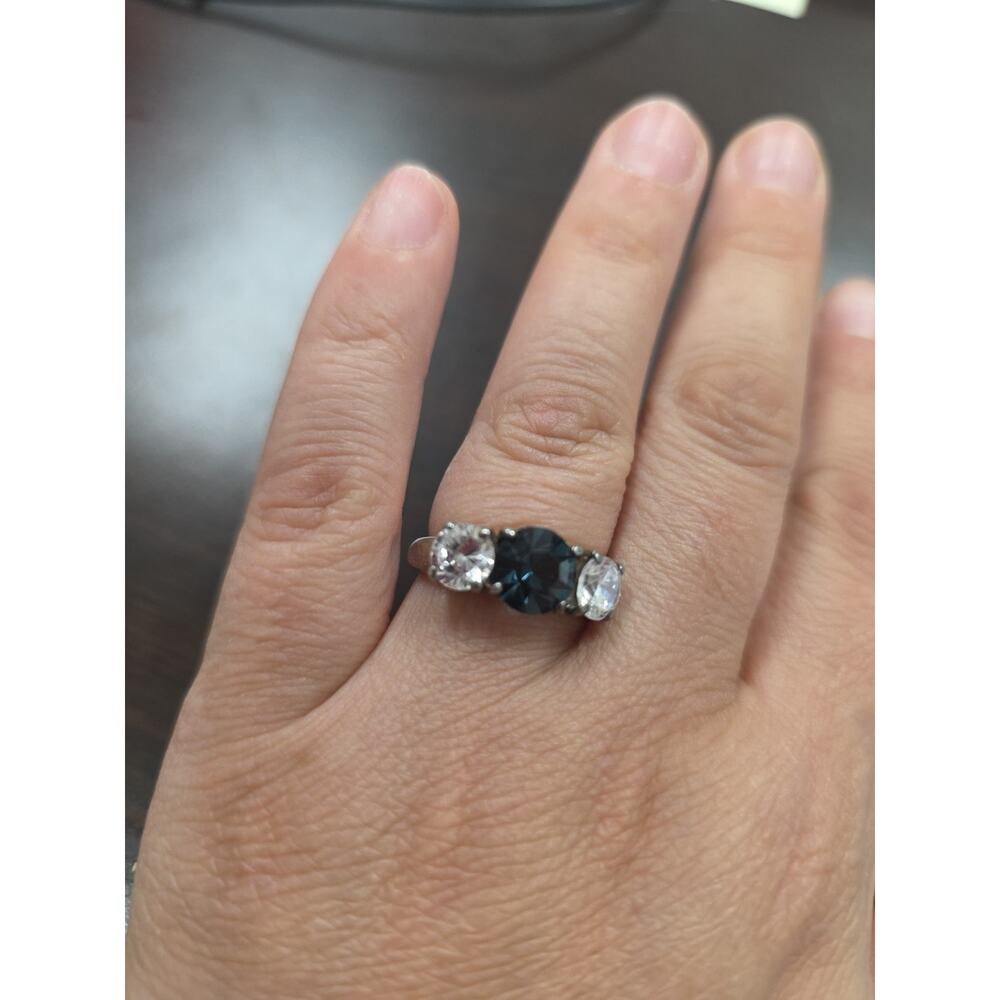 Women's Solitaire White Diamond Topas Promise Ring 925 Silver Size 7 4.89 G - Picture 3 of 16